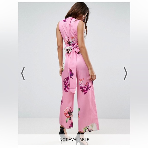 ASOS Vibrant Pink Floral Print Jumpsuit sz 8 - Picture 5 of 7